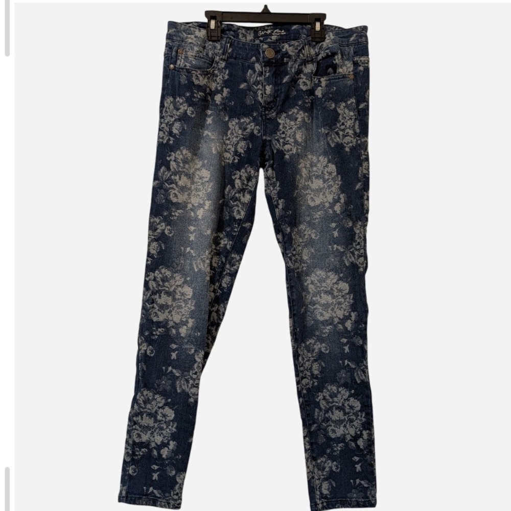 Celebrity Pink Floral Skinny Jeans - Dark Blue and Light Gray